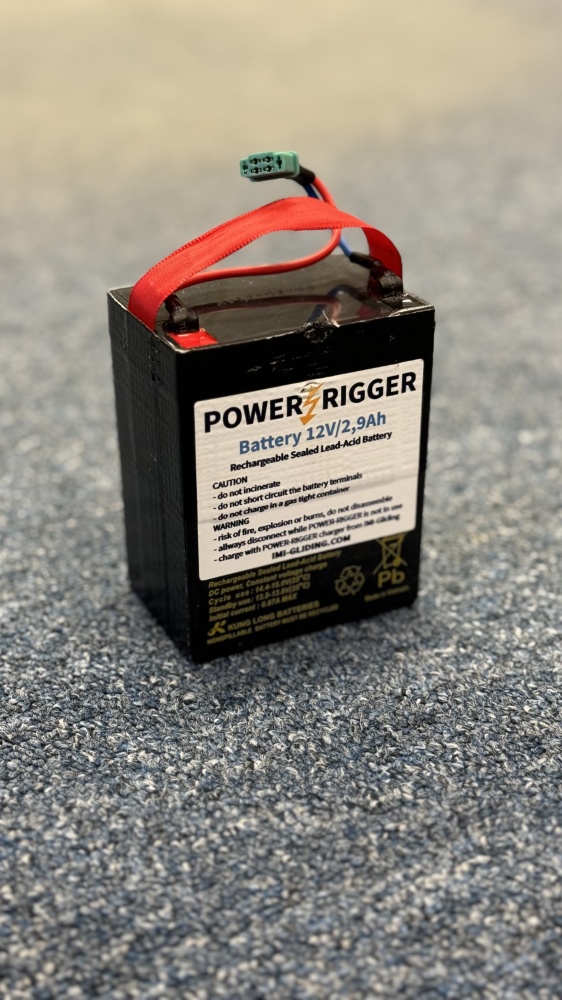 Used POWER-RIGGER battery 12V/2.9Ah with cables and plug
